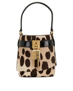 Micro Bucket Bag, Pony Hair, Black/Beige, 1214, DB, 3*